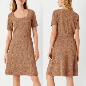 *SOLD Ann Taylor Woven Animal Pattern Stretch Fit & Flare Dress Chic Office 10